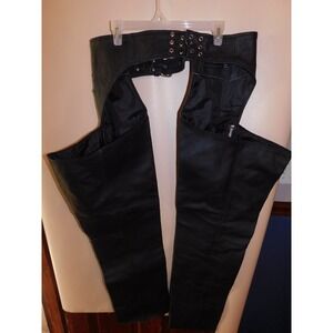 Highway Hawks Leather Motorcycle Riding Chaps, Unisex Size 2XL